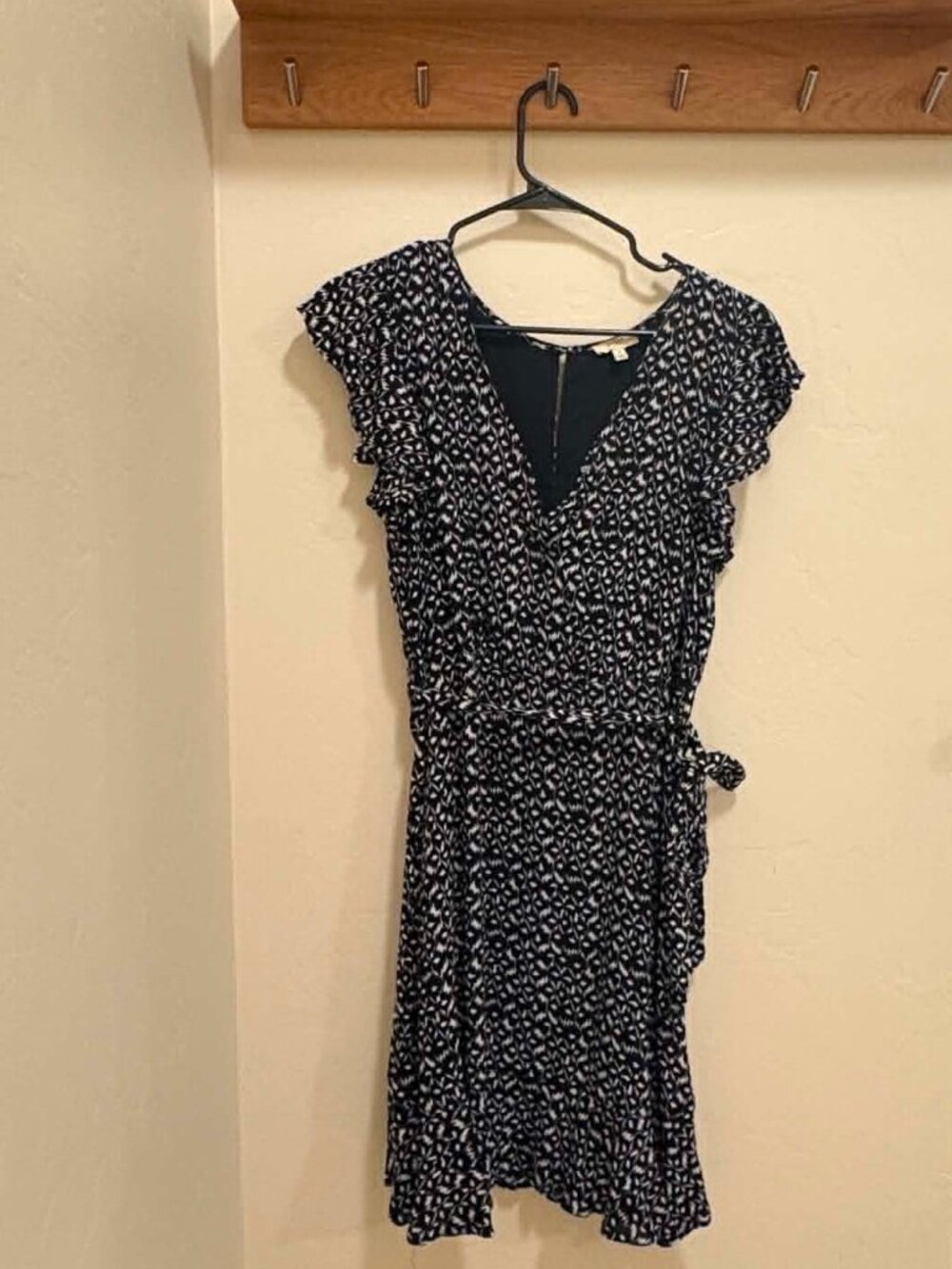 Black and White Wrap Dress with Side Tie Size S Kori America/Magnolia Boutique